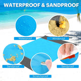 Oversized Sandproof Beach Blanket, Water Resistant Picnic Mat for Camping, Hiking, Travel and Family Beach Days, Blue, 200 x 210 cm