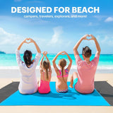Oversized Sandproof Beach Blanket, Water Resistant Picnic Mat for Camping, Hiking, Travel and Family Beach Days, Blue, 200 x 210 cm