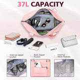 Travel Duffle Bag with Trolley Sleeve, Weekender Overnight and Gym Bag for Carry On Travel, Hospital Stays and Short Trips, Pink