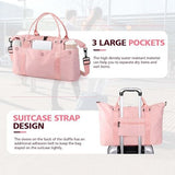 Travel Duffle Bag with Trolley Sleeve, Weekender Overnight and Gym Bag for Carry On Travel, Hospital Stays and Short Trips, Pink