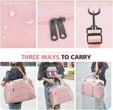 Travel Duffle Bag with Trolley Sleeve, Weekender Overnight and Gym Bag for Carry On Travel, Hospital Stays and Short Trips, Pink