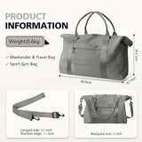 Travel Duffle Bag with Trolley Sleeve, Weekender Overnight and Gym Bag for Carry On Travel, Hospital Stays and Short Trips, Grey