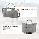 Travel Duffle Bag with Trolley Sleeve, Weekender Overnight and Gym Bag for Carry On Travel, Hospital Stays and Short Trips, Grey