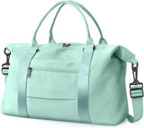 Weekender Travel Duffle Bag with Trolley Sleeve, Small Gym and Overnight Bag for Carry On Flights, Short Trips and Daily Travel, Green