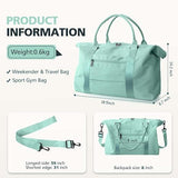 Weekender Travel Duffle Bag with Trolley Sleeve, Small Gym and Overnight Bag for Carry On Flights, Short Trips and Daily Travel, Green