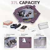 Travel Duffle Bag with Trolley Sleeve, Weekender Overnight and Gym Bag for Carry On Travel, Hospital Stays and Short Trips, Purple