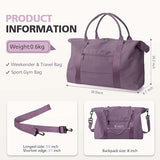 Travel Duffle Bag with Trolley Sleeve, Weekender Overnight and Gym Bag for Carry On Travel, Hospital Stays and Short Trips, Purple