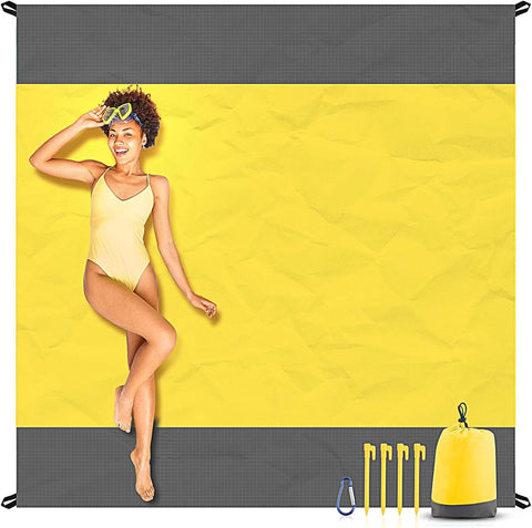 Oversized Sandproof Beach Blanket, Water Resistant Picnic Mat for Camping, Hiking, Travel and Family Beach Days, Golden Yellow, 200 x 210 cm In Australia - Darrahopens