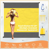 Oversized Sandproof Beach Blanket, Water Resistant Picnic Mat for Camping, Hiking, Travel and Family Beach Days, Golden Yellow, 200 x 210 cm