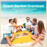 Oversized Sandproof Beach Blanket, Water Resistant Picnic Mat for Camping, Hiking, Travel and Family Beach Days, Golden Yellow, 200 x 210 cm