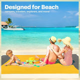Oversized Sandproof Beach Blanket, Water Resistant Picnic Mat for Camping, Hiking, Travel and Family Beach Days, Golden Yellow, 200 x 210 cm