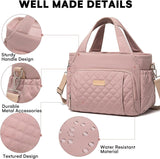 15 L Insulated Lunch Bag with 7 Pockets and Adjustable Strap, Leak Resistant Cooler Tote for Work, Picnics, Travel and Daily Meals, Pink