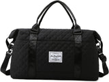 Quilted Weekend Duffle Bag, Carry On Gym and Overnight Tote with Spacious Storage for Travel, Sport, Dance, Sleepovers and Toiletries, Black In Australia - Darrahopens
