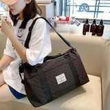 Quilted Weekend Duffle Bag, Carry On Gym and Overnight Tote with Spacious Storage for Travel, Sport, Dance, Sleepovers and Toiletries, Black