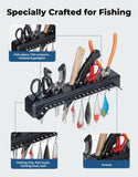 Marine Fishing Tool Holder Rack, Boat Mounted Organiser for Hooks, Knives, Pliers, Bait, Lures and Tackle Storage, Black