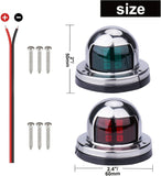 Pair of Stainless Steel LED Boat Navigation Lights, Marine Bow Lights for Pontoons, Small Boats, Yachts and Night Sailing, Silver