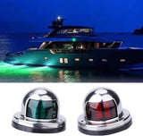 Pair of Stainless Steel LED Boat Navigation Lights, Marine Bow Lights for Pontoons, Small Boats, Yachts and Night Sailing, Silver