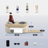 Stainless Steel Double Pontoon Cup Holder with Side Pocket, Marine Drink Holder for Boat Seats, RVs, Cars and Camping Chairs, Khaki