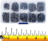300 Piece High Carbon Steel Barbed Fishing Hook Set, Assorted Hooks with Eyes in 10 Sizes for Freshwater, Saltwater and Tackle Boxes In Australia - Darrahopens