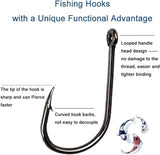 300 Piece High Carbon Steel Barbed Fishing Hook Set, Assorted Hooks with Eyes in 10 Sizes for Freshwater, Saltwater and Tackle Boxes In Australia - Darrahopens