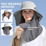 UPF 50+ Sun Hat with Detachable Neck and Face Flap, Lightweight Fishing and Hiking Visor for Men and Women, Light Grey In Australia - Darrahopens