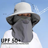 UPF 50+ Sun Hat with Detachable Neck and Face Flap, Lightweight Fishing and Hiking Visor for Men and Women, Light Grey