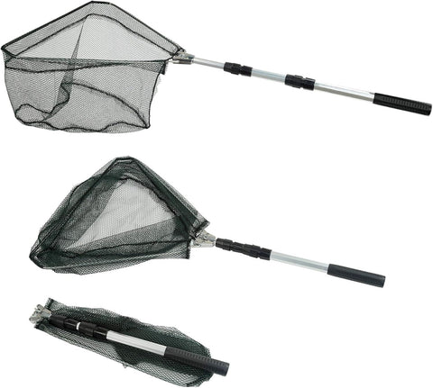 Telescopic Fishing Landing Net, Extendable Freshwater Net for Kids and Adults, Ponds, Lakes, Kayaks and Catch and Release, 102 to 160 cm