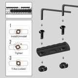 Single Aluminium Picatinny Accessory Rail Set with 13 T Nuts, Screws and Wrench for Mounting Compatible Accessories, 3 to 13 Slots