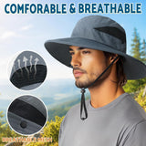 Wide Brim UPF 50+ Sun Bucket Hat, Water Resistant Breathable Outdoor Hat for Hiking, Fishing, Camping, Gardening, Beach and Travel