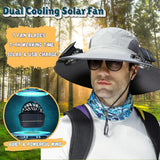 Solar Fan Sun Hat with Dual Built In Fans, Wide Brim UPF 50+ Bucket Hat for Fishing, Beach, Hiking and Outdoor Wear, Khaki In Australia - Darrahopens