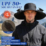 Solar Powered Fan Sun Hat with Dual Built In Fans, Wide Brim Hands Free Hat for Fishing, Beach, Gardening, Hiking and Outdoor Wear, Black