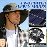 Solar Powered Fan Sun Hat with Dual Built In Fans, Wide Brim Hands Free Hat for Fishing, Beach, Gardening, Hiking and Outdoor Wear, Black In Australia - Darrahopens