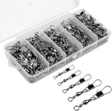 200 Piece Fishing Ball Bearing Swivels with Snaps, 5 Size Anti Twist Connectors for Saltwater, Freshwater and Tackle Boxes In Australia - Darrahopens