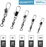 200 Piece Fishing Ball Bearing Swivels with Snaps, 5 Size Anti Twist Connectors for Saltwater, Freshwater and Tackle Boxes In Australia - Darrahopens