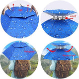Fishing Umbrella Hat, Hands Free Waterproof Sun and Rain Cap with 7 Ribs for Gardening, Golf, Hiking and Outdoor Work, Silver Blue, 95 cm