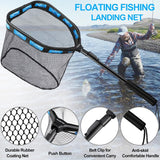 Floating Folding Fishing Landing Net, Rubber Coated Net with Fixed or Telescopic Handle for Kayak, Fly, Trout, Salmon and Bass Fishing In Australia - Darrahopens