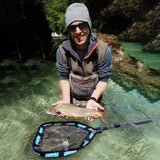 Floating Folding Fishing Landing Net, Rubber Coated Net with Fixed or Telescopic Handle for Kayak, Fly, Trout, Salmon and Bass Fishing