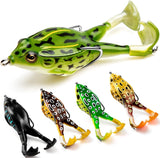 5 Pack Topwater Prop Frog Lures, Realistic Floating Soft Swimbaits with Weedless Hooks for Bass, Trout and Freshwater or Saltwater Fishing