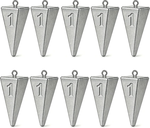 10 Pack Pyramid Fishing Sinkers, 28 g No Roll Triangle Weights for Surf, Beach, Pier and Ocean Saltwater Fishing Tackle In Australia - Darrahopens