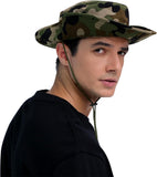 UPF 50+ Boonie Sun Hat, Foldable Wide Brim Bucket Hat for Hiking, Beach, Fishing, Camping and Summer Safari Wear, Jungle Camouflage