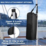 13 Gallon (49L) Waterproof Marine Trash Bag Holder with 6 Clips and Pocket, Reusable Waste Bin for Boat, Fishing, Sandbars & Camping, Black