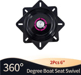 2 Pack 360 Degree Boat Seat Swivel Bases, Heavy Duty Flat Marine Pedestal Mount Replacements for Fishing Boats and Pontoons, Black, 15.2 cm