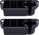 2‑Pack Marine Boat Caddy Storage Rack with Cup Holder, Multi‑Purpose Organiser for Pontoon, Kayak, Bass Boat and Fishing Tools, Black