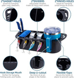 2‑Pack Marine Boat Caddy Storage Rack with Cup Holder, Multi‑Purpose Organiser for Pontoon, Kayak, Bass Boat and Fishing Tools, Black