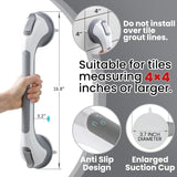 2 Pack Suction Grab Bars for Shower, No-Drill Removable Safety Handles for Bathtubs, Toilets and Seniors, Grey, 43 cm