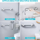 2 Pack Suction Grab Bars for Shower, No-Drill Removable Safety Handles for Bathtubs, Toilets and Seniors, Grey, 43 cm