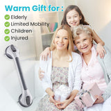 2 Pack Suction Grab Bars for Shower, No-Drill Removable Safety Handles for Bathtubs, Toilets and Seniors, Grey, 43 cm
