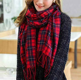 Plaid Blanket Scarf for Women, Winter Warm Tartan Wrap 200x65 cm with Fringe Tassel, Cashmere-Like Soft Plaid Design In Australia - Darrahopens