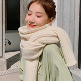 White Chunky Cable Knit Winter Scarf for Women and Men, 190x30 cm Warm Oversized Wrap, Soft Cashmere-Like Acrylic for Cold Weather Christmas Gift