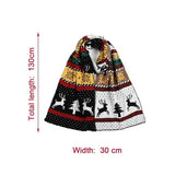 Black Winter Christmas Moose Pattern Knitted Long Thick Scarf with Snow Geometric Design, Reversible Warm Fair Isle Shawl for Men and Women In Australia - Darrahopens